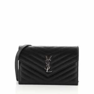 Classic Monogram Wallet on Chain Matelasse Chevron Leather Small