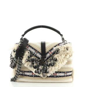 Classic Monogram College Bag Canvas with Embellished Fringe Medium