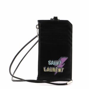 Lanyard Fragment Zip Card Holder Leather