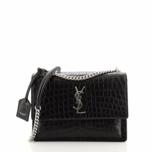 Sunset Crossbody Bag Crocodile Embossed Leather Medium