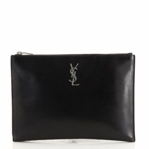 Classic Monogram Zip Pouch Leather Small