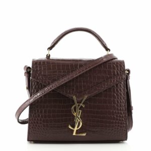 Cassandra Top Handle Bag Crocodile Embossed Leather Mini