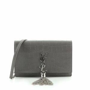 Classic Monogram Tassel Chain Wallet Crocodile Embossed Leather