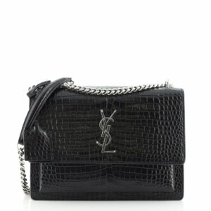 Sunset Crossbody Bag Crocodile Embossed Leather Medium