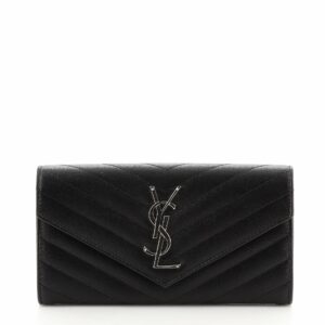 Classic Monogram Flap Wallet Matelasse Chevron Leather Large