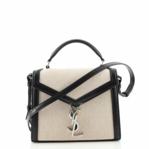 Cassandra Top Handle Bag Canvas with Leather Mini