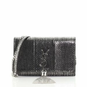 Classic Monogram Tassel Chain Wallet Python Embossed Leather