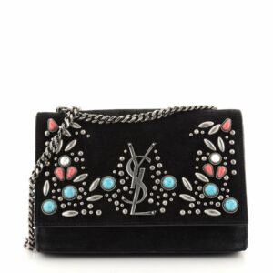 Classic Monogram Crossbody Bag Embellished Suede Small