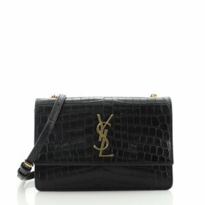Sunset Shoulder Bag Crocodile Embossed Leather Small