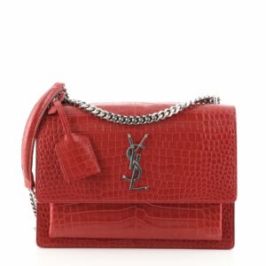 Sunset Crossbody Bag Crocodile Embossed Leather Medium
