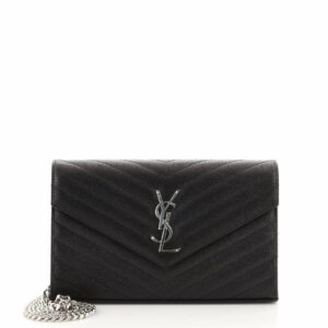 Classic Monogram Wallet on Chain Matelasse Chevron Leather Medium