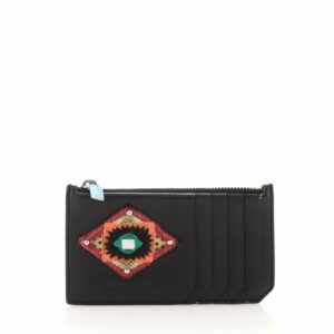 Fragment Zip Card Holder Leather with Applique
