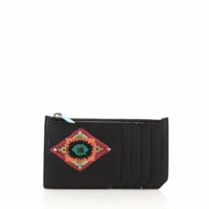 Fragment Zip Card Holder Leather with Applique