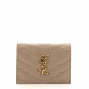 Classic Monogram Compact Wallet Matelasse Chevron Leather