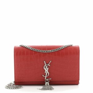 Classic Monogram Tassel Crossbody Bag Crocodile Embossed Leather Medium