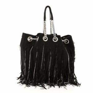 Emmanuelle Chain Bucket Bag Chain Fringe Suede Medium