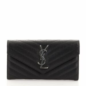 Classic Monogram Flap Wallet Matelasse Chevron Leather Large