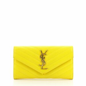 Classic Monogram Flap Wallet Matelasse Chevron Leather Large