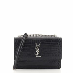 Sunset Chain Wallet Crocodile Embossed Leather