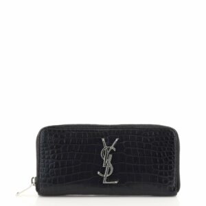 Classic Monogram Zip Around Wallet Crocodile Embossed Leather