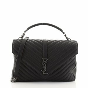 Classic Monogram College Bag Matelasse Chevron Leather Large