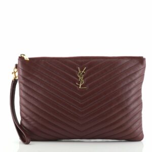 Classic Monogram Wristlet Pouch Matelasse Chevron Leather Medium