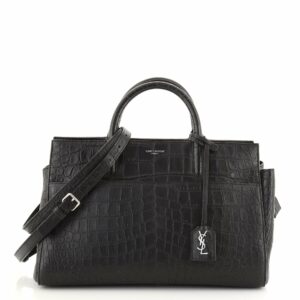 Rive Gauche Cabas Crocodile Embossed Leather Small