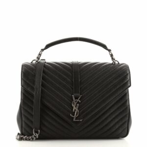 Classic Monogram College Bag Matelasse Chevron Leather Large