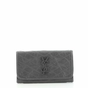 Niki Flap Wallet Matelasse Chevron Leather Long