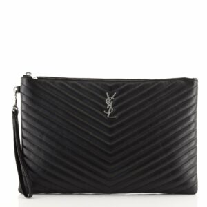 Classic Monogram Wristlet Pouch Matelasse Chevron Leather Medium