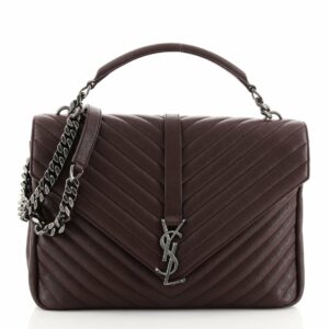 Classic Monogram College Bag Matelasse Chevron Leather Large
