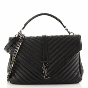 Classic Monogram College Bag Matelasse Chevron Leather Large