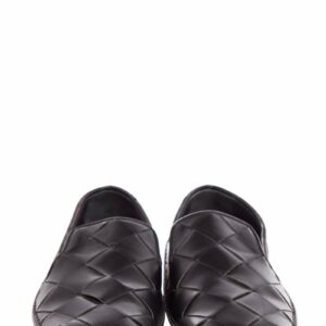 Bottega Veneta Black Square Toe Intrecciato Flats SZ 37