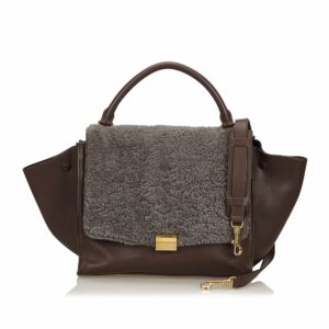 new Celine Brown Dark Others Leather Trapeze Satchel Italy