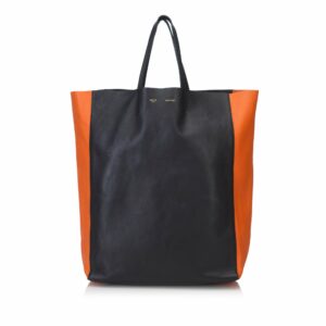 new Celine Black Others Leather Bicolor Vertical Cabas Tote France