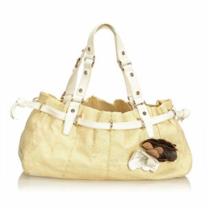new Celine Brown Beige Canvas Fabric Tote Bag Italy