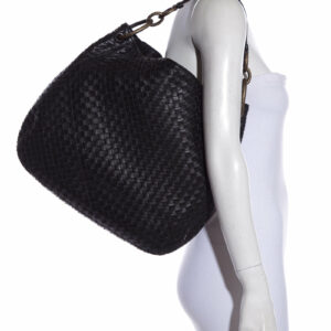 Bottega Veneta Black Large Intercciato Loop Hobo