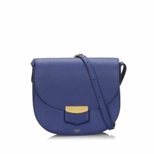 new Celine Blue Others Leather Small Trotteur Crossbody bag Italy