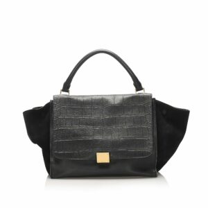 Celine Embossed Trapeze Leather Satchel (SHG-11067)