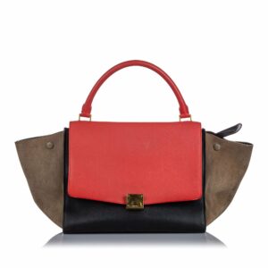 Celine Calfskin Large Tricolor Trapeze Satchel (SHG-10362)