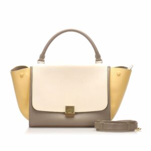 Celine Leather Tricolor Medium Trapeze Satchel (SHG-10654)
