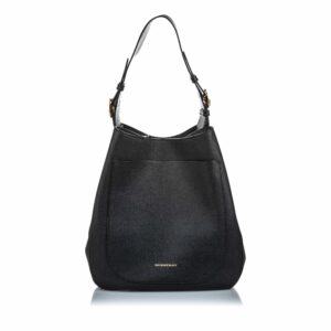Pre-Loved Burberry Black Calf Leather Hobo Bag United Kingdom