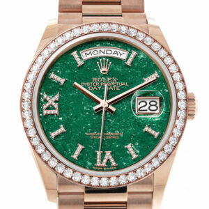 Day-Date 36 Green Aventurine Dial Diamond Bezel 18K Everose Gold President Watch 128345RBR