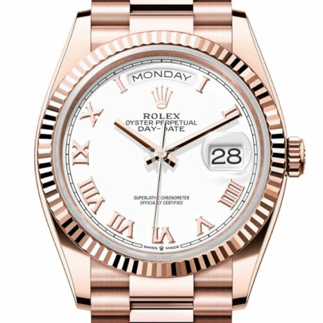  Day-Date 36 White Dial Fluted Bezel 18K Everose gold President Watch 128235