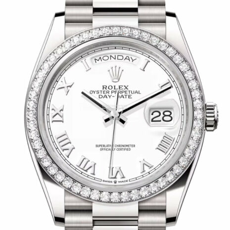  Day-Date 36 White Dial Diamond Bezel Platinum President Watch 128349RBR