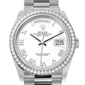  Day-Date 36 White Dial Diamond Bezel White Gold President Watch 128349RBR Day-Date 36 White Dial Diamond Bezel White Gold President Watch 128349RBR