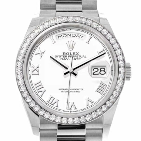  Day-Date 36 White Dial Diamond Bezel White Gold President Watch 128349RBR Day-Date 36 White Dial Diamond Bezel White Gold President Watch 128349RBR