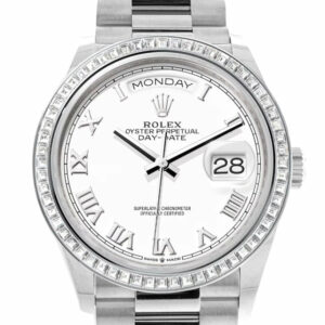 Day-Date 36 White Dial Diamond Bezel Platinum President Watch 128396TBR