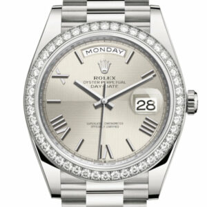 Day-Date 40 Silver Roman Dial Diamond Bezel White Gold President Automatic Men's Watch 228349RBR DC