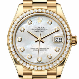 Datejust 31 Mother Of Pearl Dial Diamond Bezel Yellow Gold Ladies Watch 278288RBR 278288RBR-0006